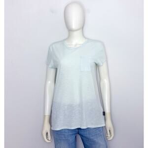 Patagonia T Shirt Womens M Cotton Blend Blue Crew Neck Short Sleeve Pockets Logo